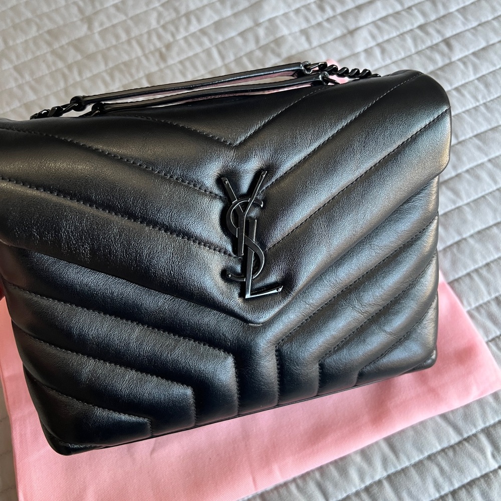 YSL Black leather small Lou Lou chain purse